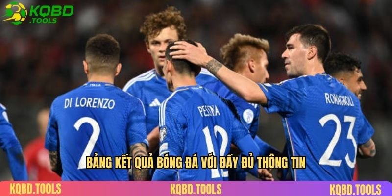 Bảng kết quả bóng đá với đầy đủ thông tin